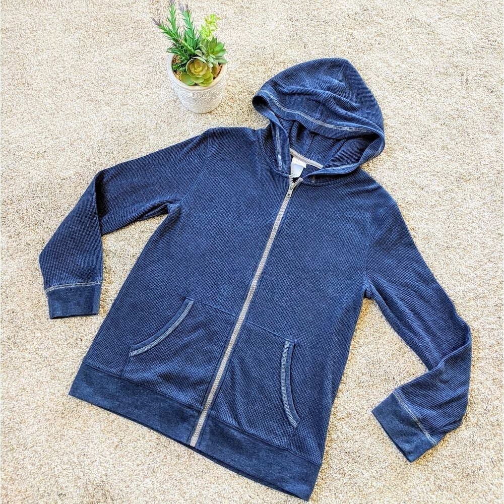 Kids Navy Waffle Knit Zip up hoodie Circo Medium 8/10